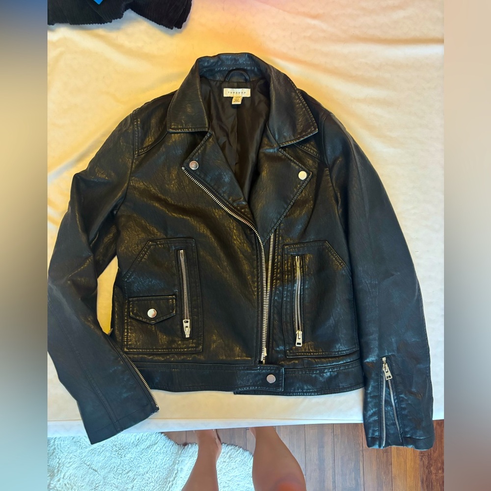 Leather biker jacket